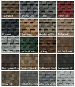 Different color options of roofing